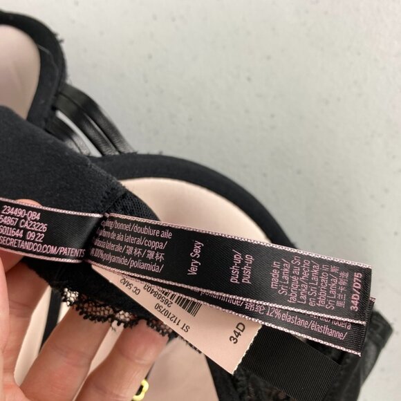 Victorias Sercret Black Very Sexy Push Up Bra Lace Strappy NWT Womens 34D - Picture 5 of 7